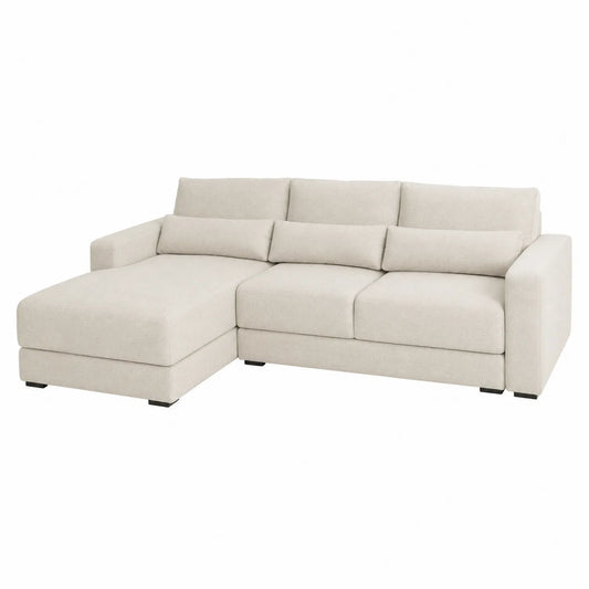 Sofá seccional en L beige 270cm x 150cm x 85cm