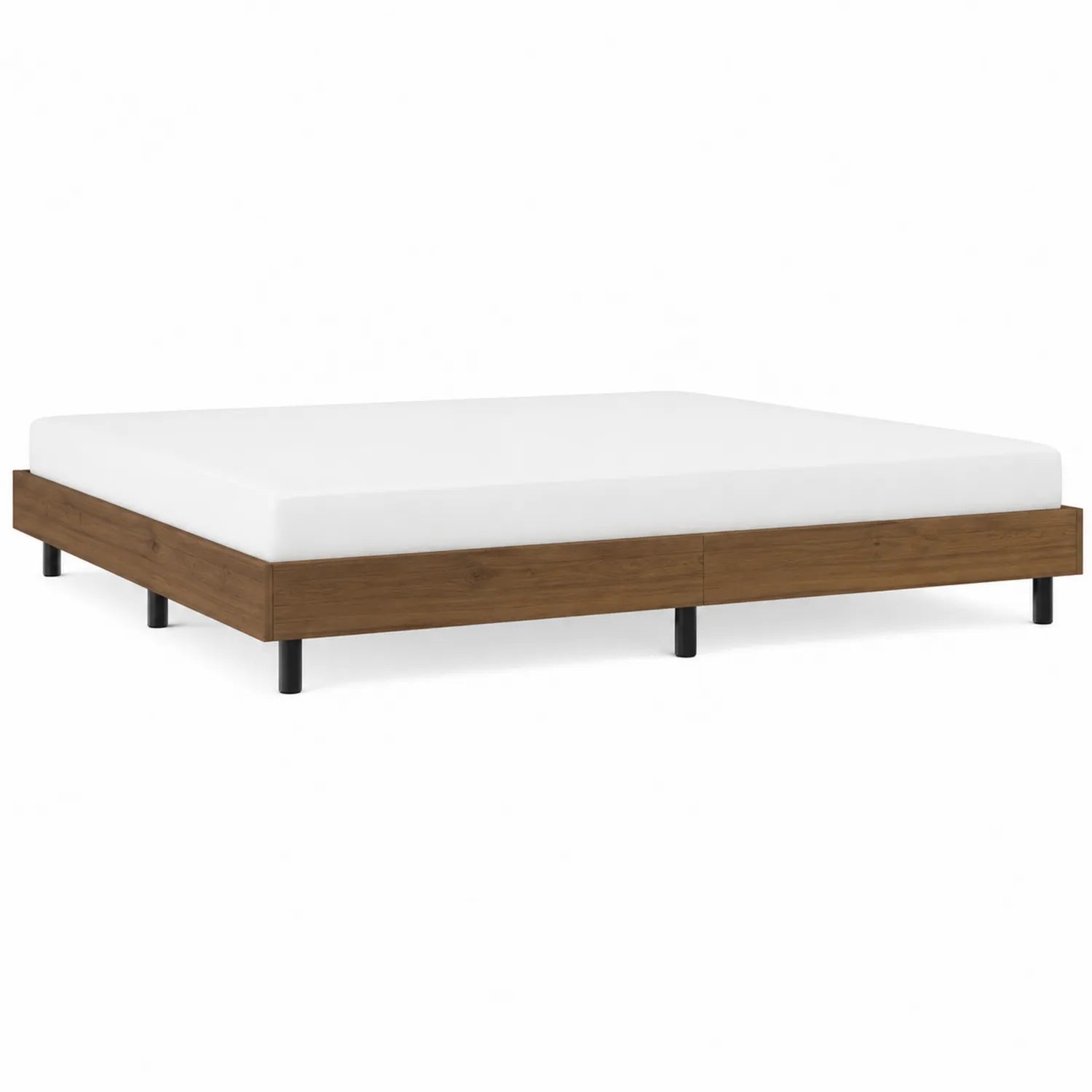 Cama doble de madera maciza marrón 200x180 cm
