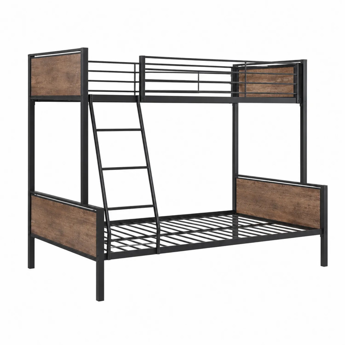 Litera de metal y madera Negro/Madera 200x140/200x90 cm