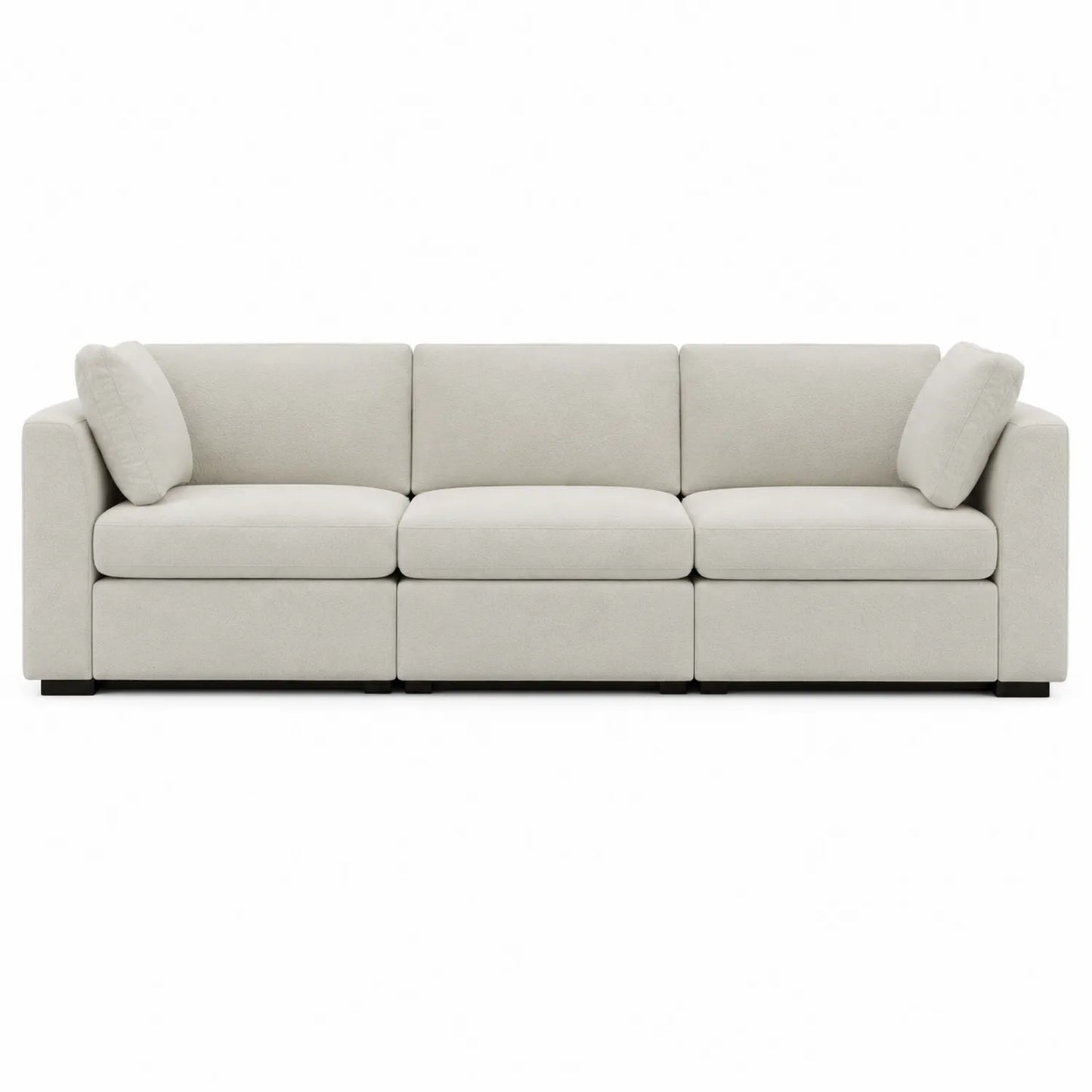 Sofá modular de tres plazas en poliéster beige