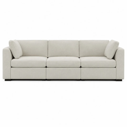 Sofá modular de tres plazas en poliéster beige