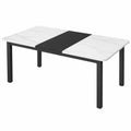 Mesa extensible de cerámica negra y blanca con patas de acero 200x90x76 cm