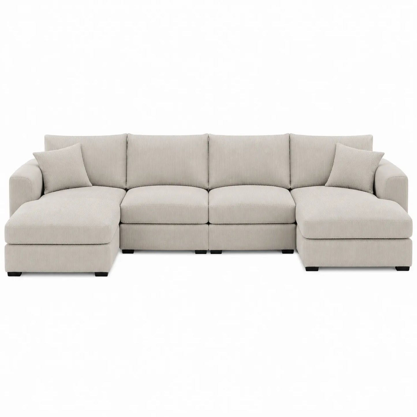 Sofá modular de tela beige en forma de U 320x160x85 cm
