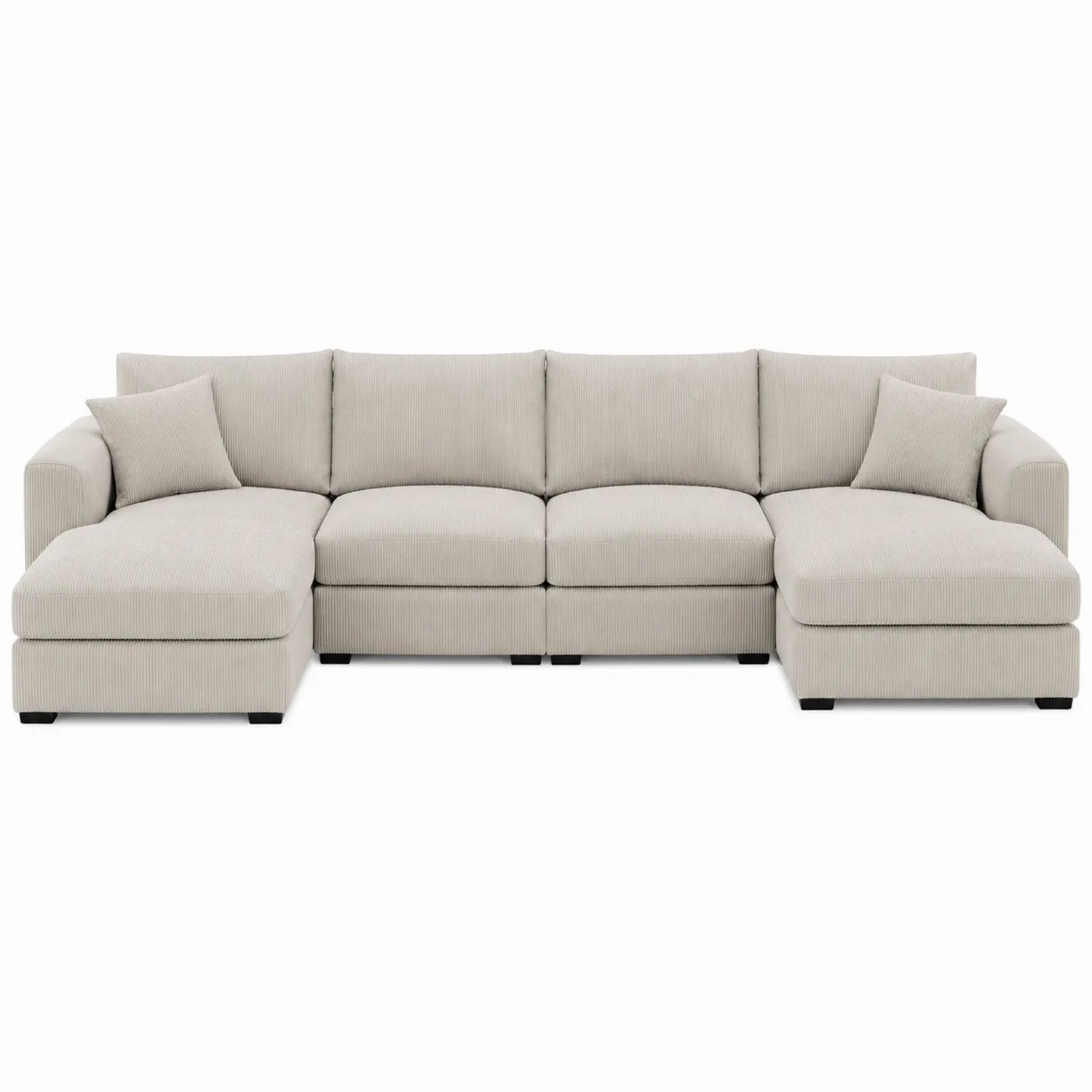 Sofá modular de tela beige en forma de U 320x160x85 cm