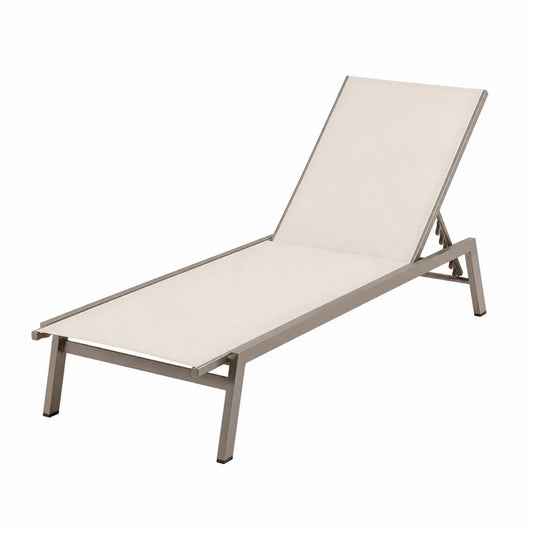 Tumbona de aluminio y textilene ajustable beige 195x60x35 cm