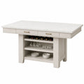 Mesa de comedor de madera y mármol con almacenamiento